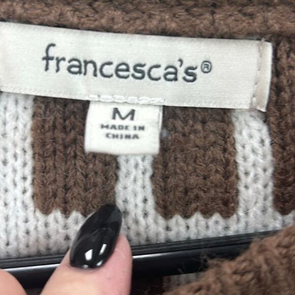 Francesca's Marilyn Fairisle Pullover Brown Sweater size M - Picture 6 of 8
